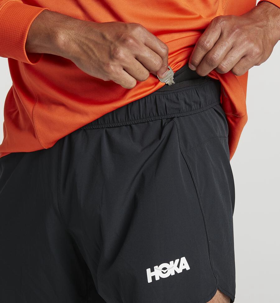 Hoka One One Mens Shorts - Performance - Black - TUOS59237